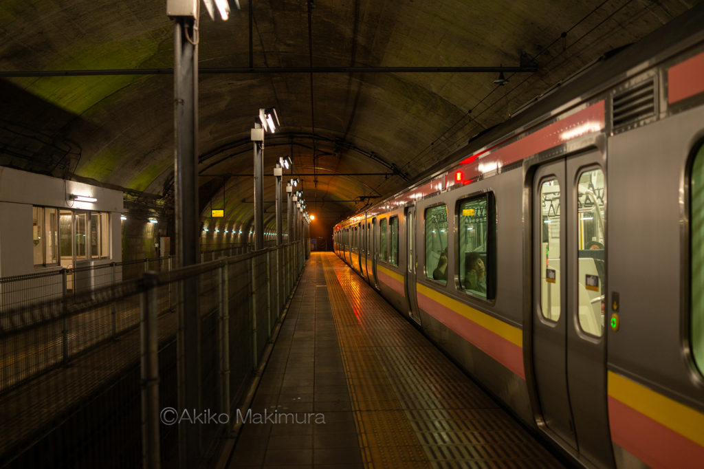 日本一のモグラ駅、上越線土合駅の下りホーム